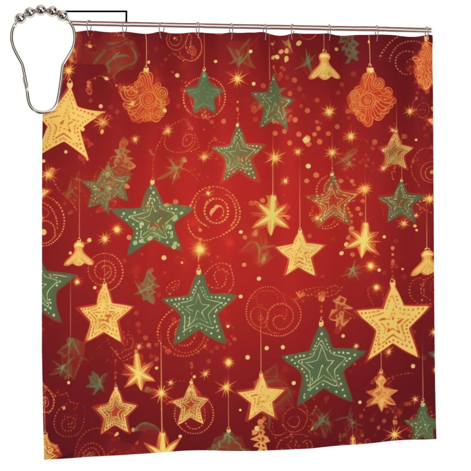 FodPand Christmas Shower Curtain 70"x70" Waterproof Long Bathroom Curtain Heavy Duty Thick Cloth Bath Curtain Set with Hooks, Modern Abstract Art Pattern Bathroom Shower Curtains