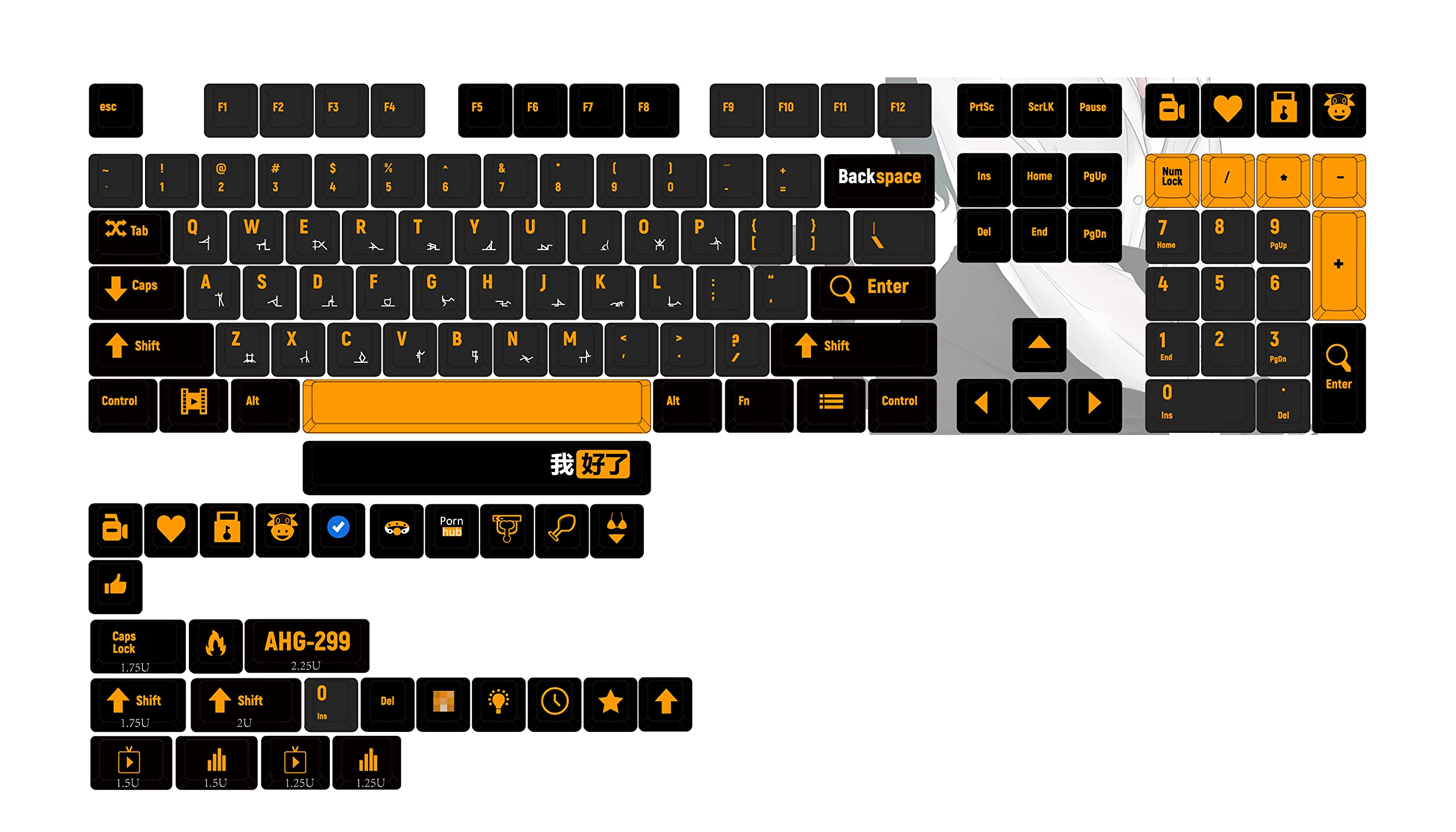 YMDK 136 Copricerchi PBT per adulti ZDA simili a XDA Keycap Dye Sub per MX Keyboard 104 87 GK61 96 84 GK64 68 Tappi per tasti (136 adulti)