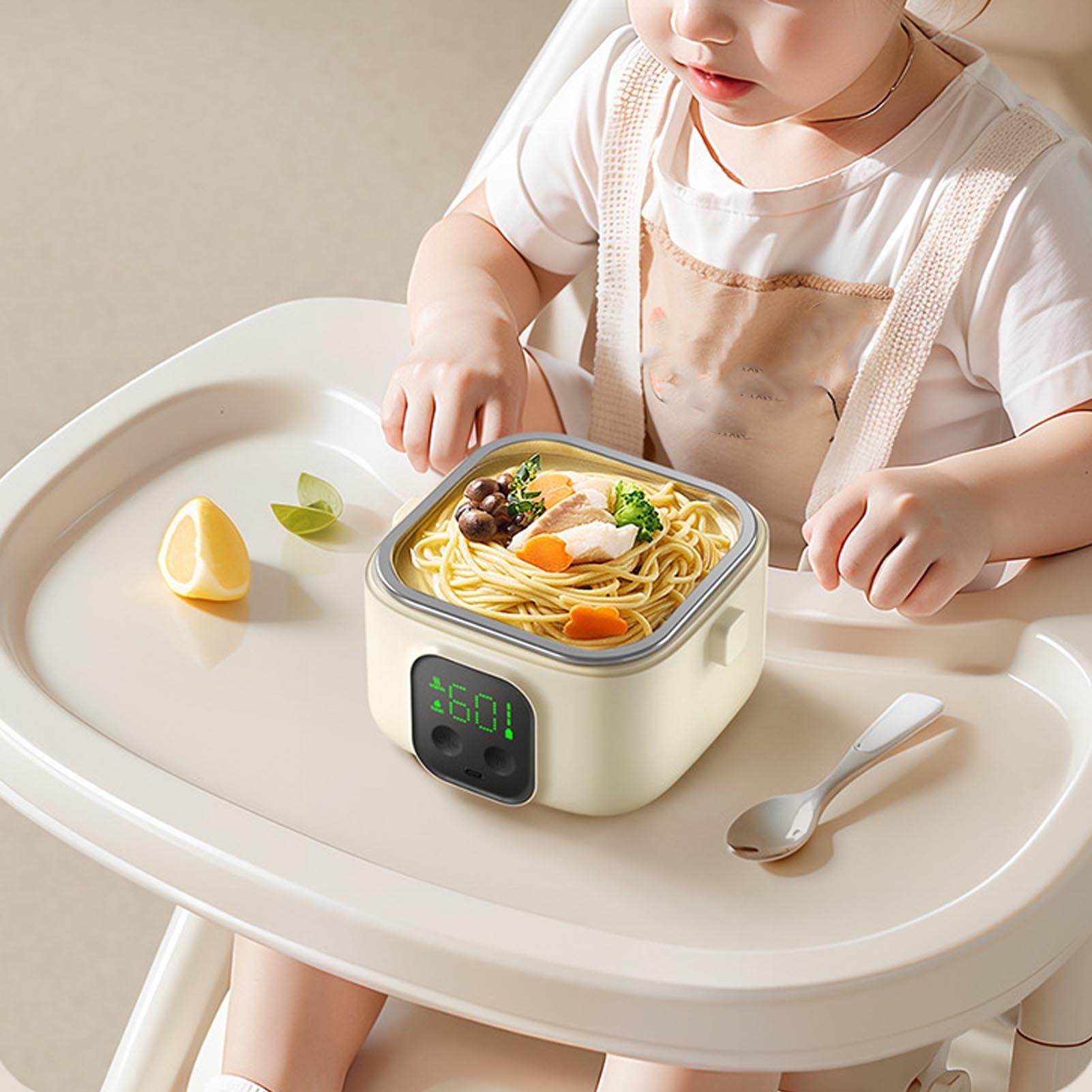Scaldavivande Elettrico in Acciaio Inossidabile, Ciotola per il Pranzo Intelligente a Temperatura Costante, 500 Ml, Timer a 7 Marce per Alimenti per Bambini