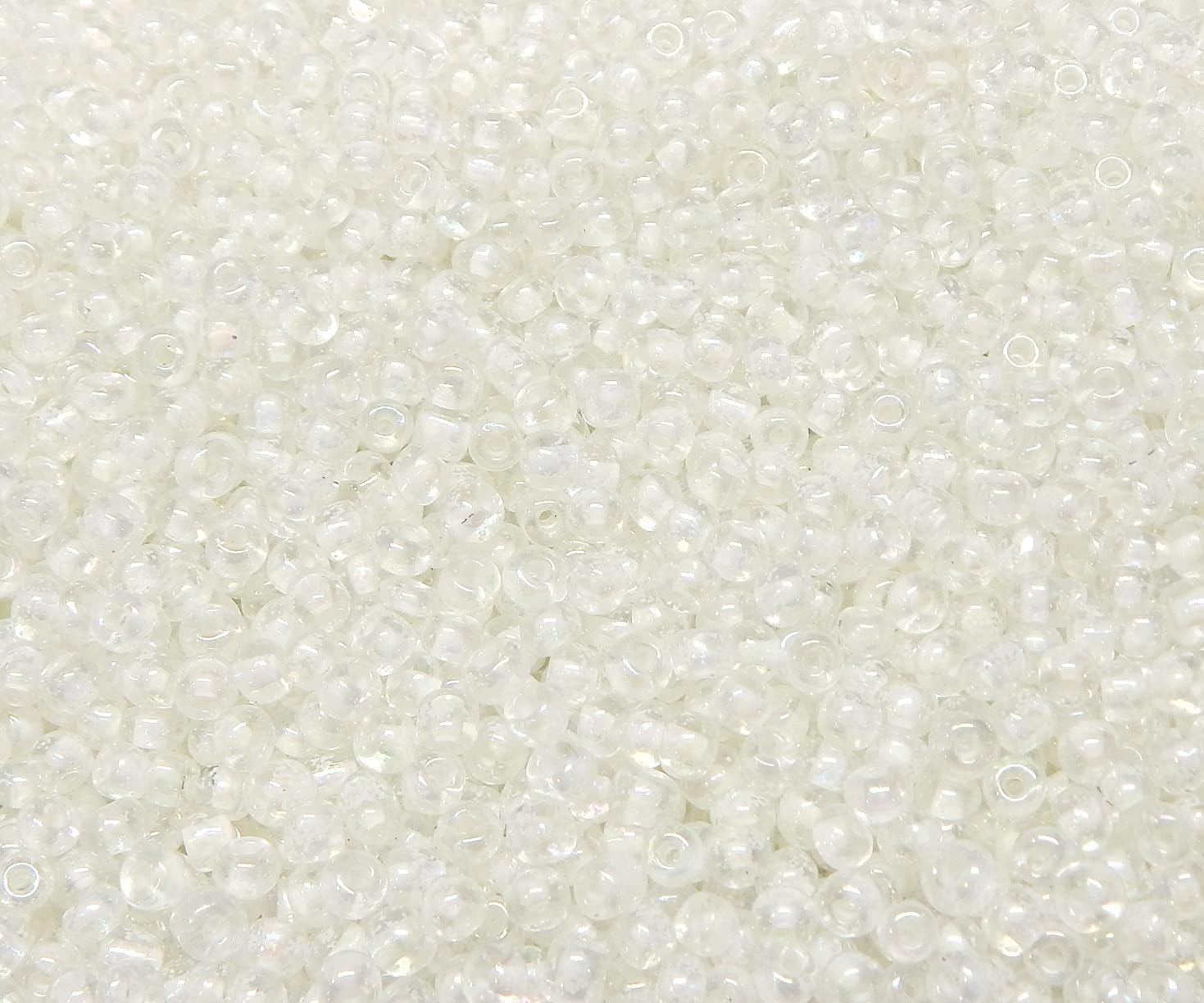 Pack of 1100 Glass Seed Beads 4 mm, 6/0, Pony Beads, Clear Mini Children's Beads, Seed Beads (White Interior Colour) - Image 5