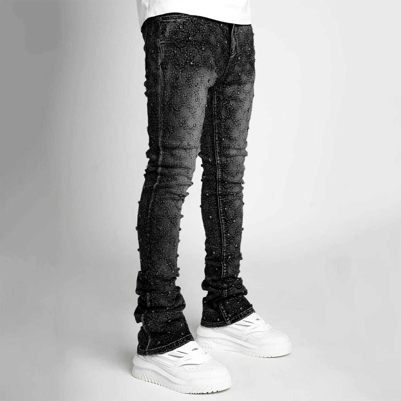 Generico Pantaloni Tuta Uomo, Pantalone Uomo Larghi,Jeans Elasticizzati in Denim con Gamba Dritta per Stile Moderno e Confortevole