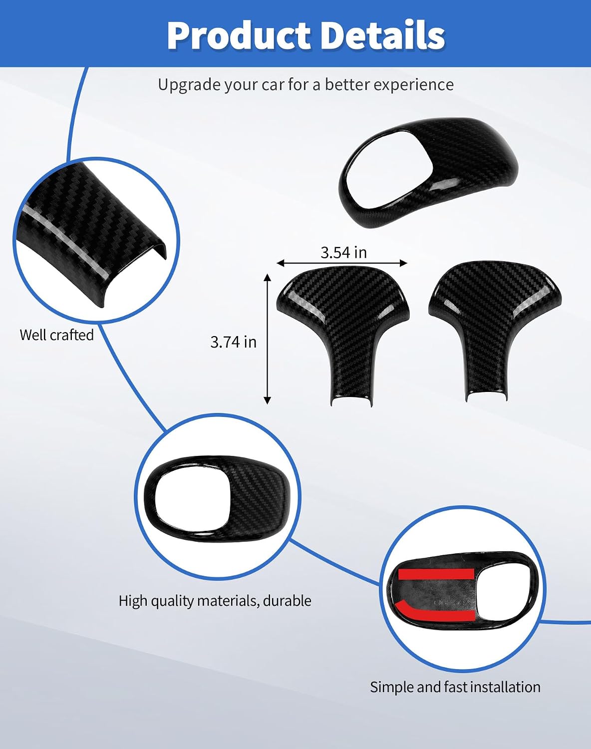 Fit for Jeep Grand Cherokee 2014-2015 Gear Shift Knob Cover Trim Interior Accessories Carbon Fiber Gear Shift Head Gear Lever Shift Knob Cover Trim Decor Caps