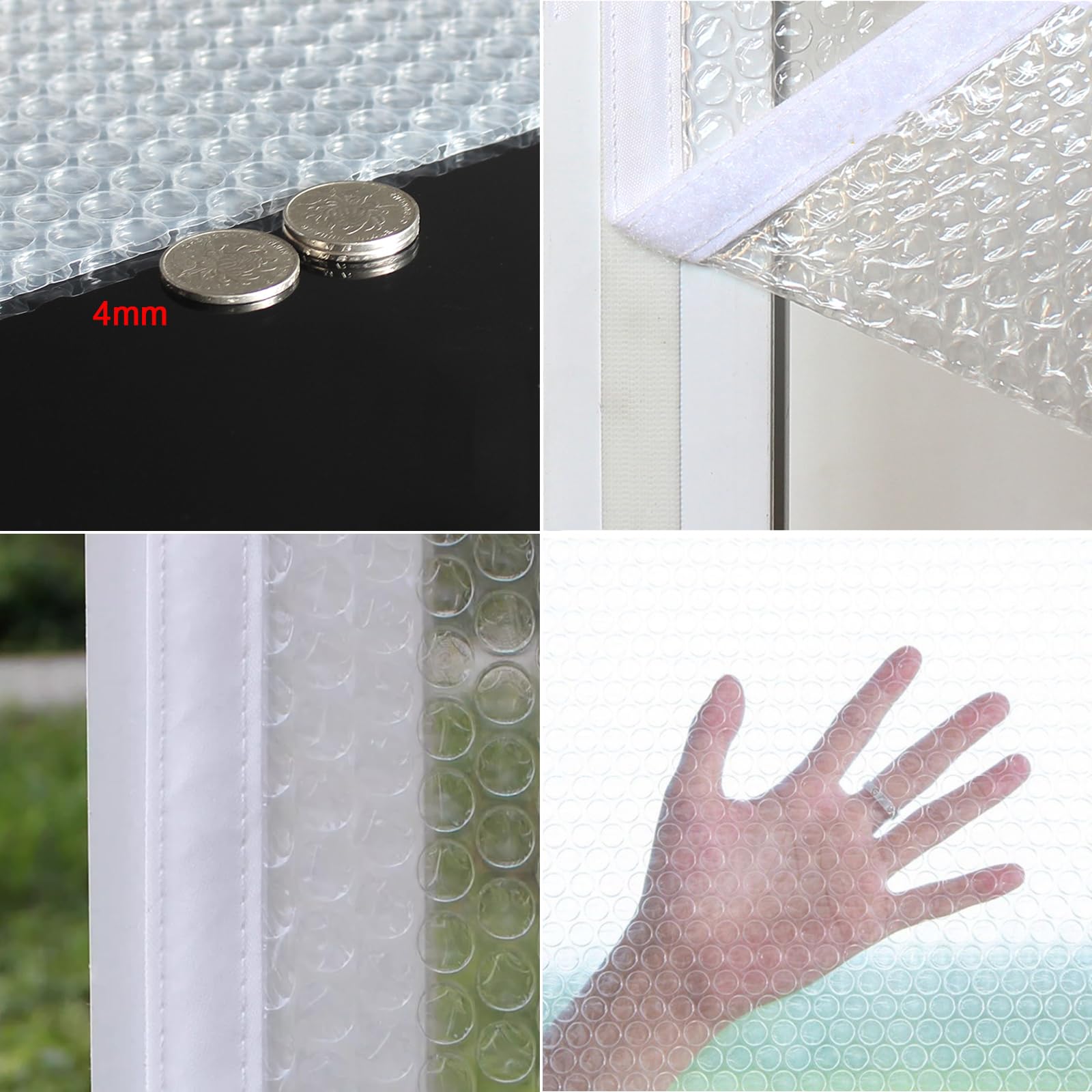 Kit De Aislamiento De Ventana,Película Aislante para Ventanas,Cortina De Plástico De Aislamiento Térmico A Prueba De Frío,Selladas a Prueba de Viento para Interiores,Ancho x Alto (130x180cm)
