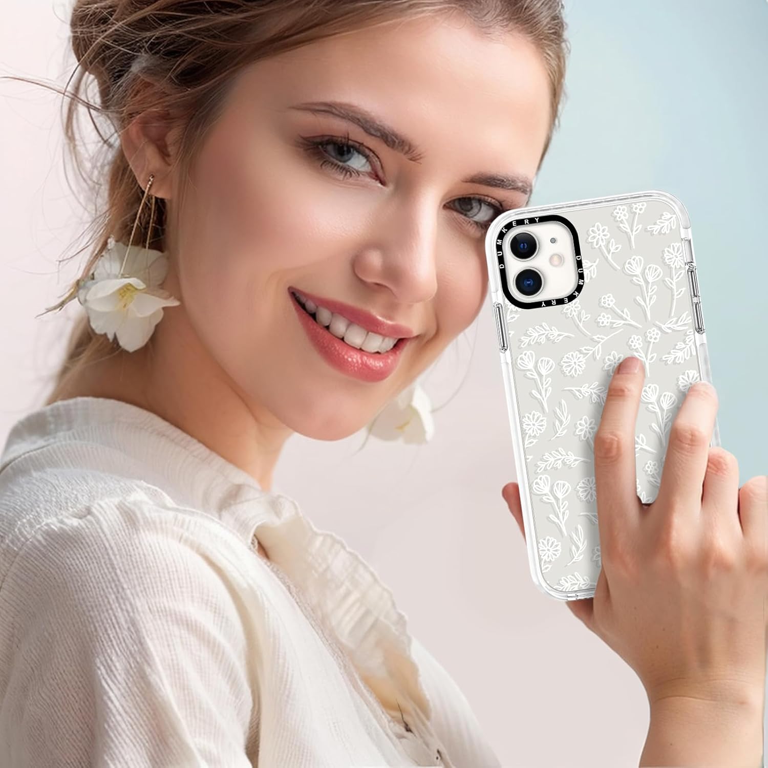 Cute White Flowers Case Compatible with iPhone 11 Clear Case, Floral Aesthetic Pattern, Soft TPU Full Body Protection Shockproof Slim Cases Cover for Girls Women - Image 6