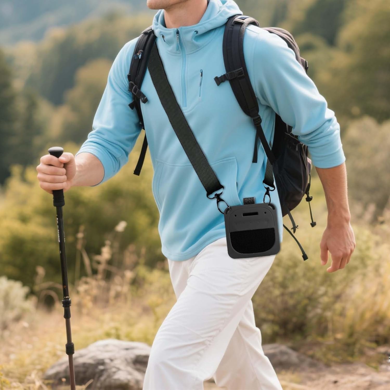 Silicone Case Sleeve for Bose SoundLink Micro 2 - Full Protective, Shockproof, Portable Speaker Cover with Lanyard and Carabiner for Outdoor Activities (Blue) - Image 5