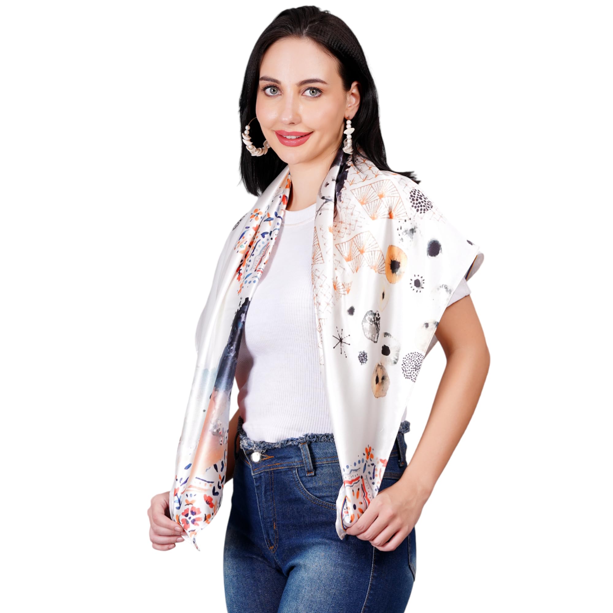 axolotl Japan Silky Satin Floral Big Scarf for Women-picture-17