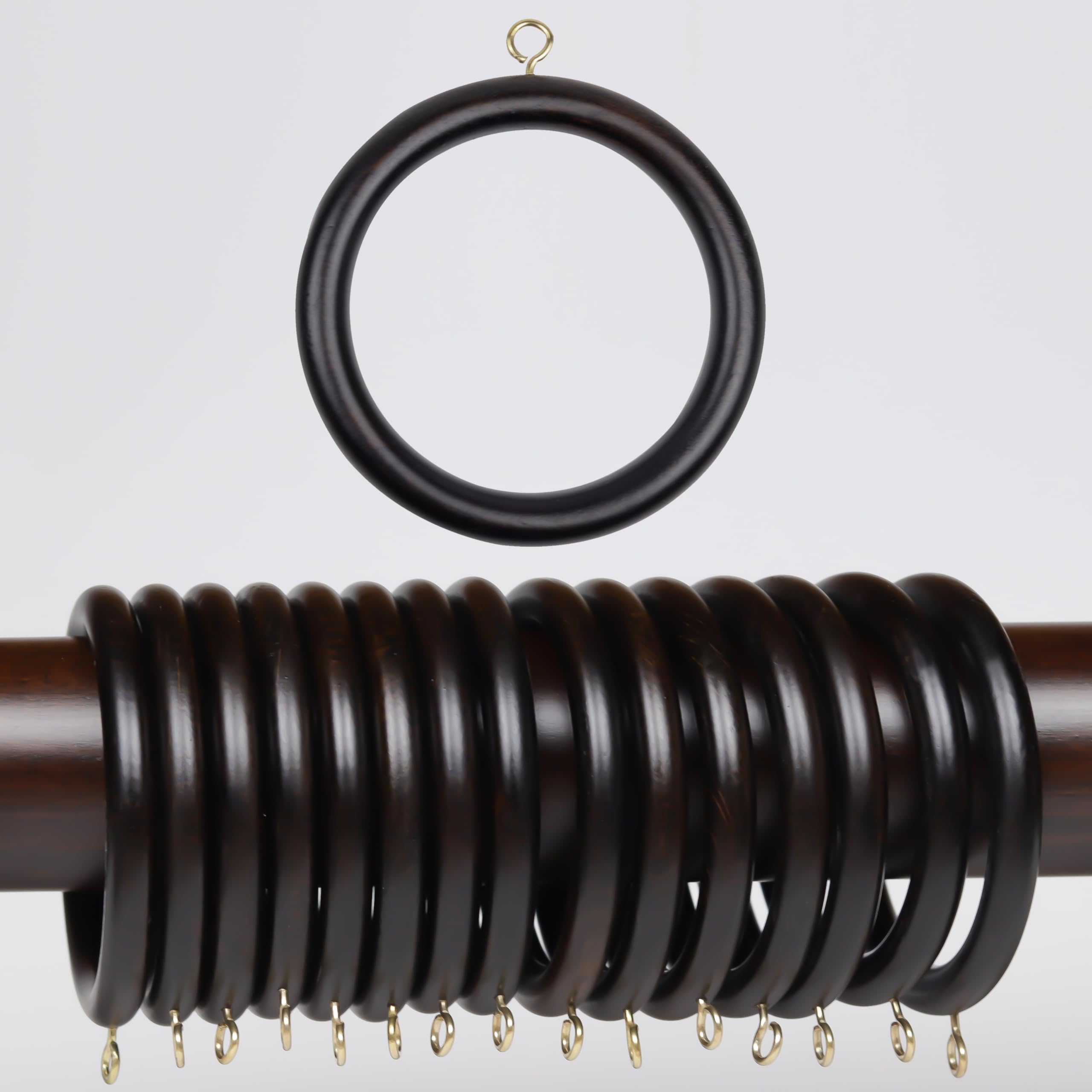50 Pack Wooden Curtain Ring, Wood Drapery Ring, Drapes Curtain Rod, Shower Curtain Rings, 2.7 Inner Diameter, Fits up to 2 inch, Curtain Rod Ring, Black Curtain Rings,Pinch Pleat Curtain Hooks