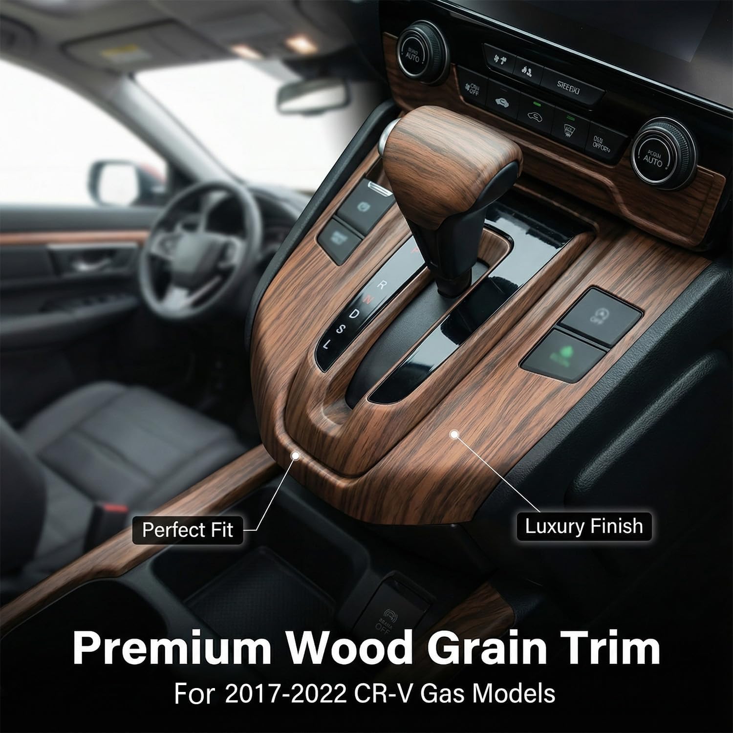 Car Gear Shift Box Panel Cover Inner Frame Gear Shift Knob Cover Auto Interior Decoration Accessories for Honda CRV CR-V 2017 2018 2019 2020 2021 2022 (Peach Wood Grain)
