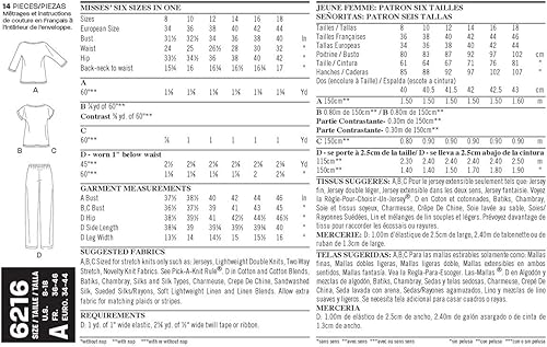 Miniatura 2 de Simplicity New Look Easy Pattern 6216 Misses Knit Tops y pantalones Tallas 8-10-12-14-16-18