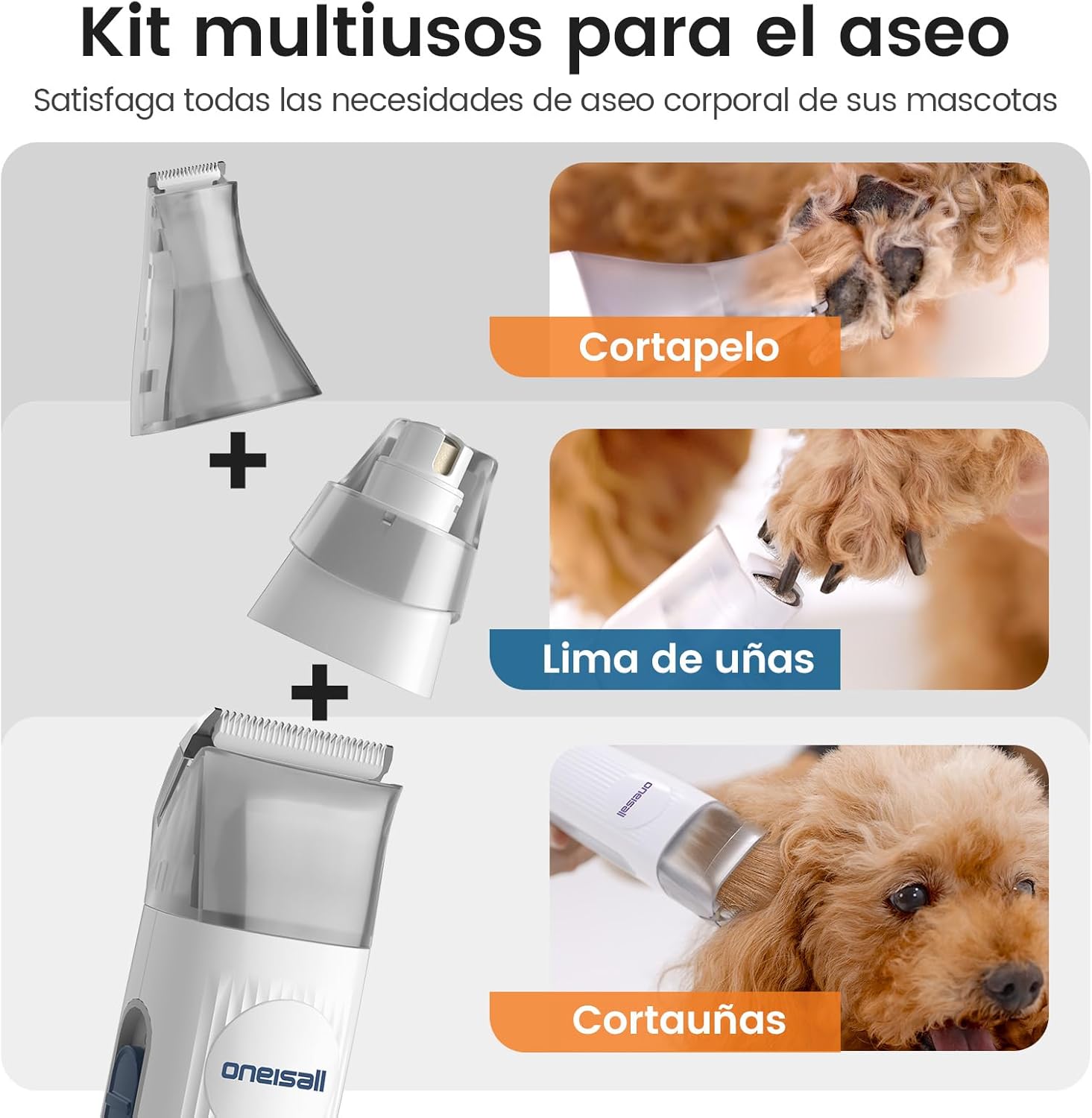 oneisall Dog Hair Clippers with Vacuum Hair Clipper, Vacuum 99% Pet Hair, Quiet Clipper Machine for Dogs and Cats and Other 7 Grooming Tools (Blue) 6