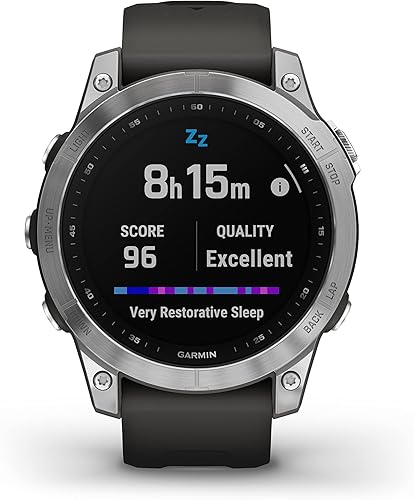 Miniatura 5 de Garmin Fenix 7 Multisport GPS pantalla táctil plateado con banda de grafito 1299in pantalla con paquete de banco electrónico Wearable4U