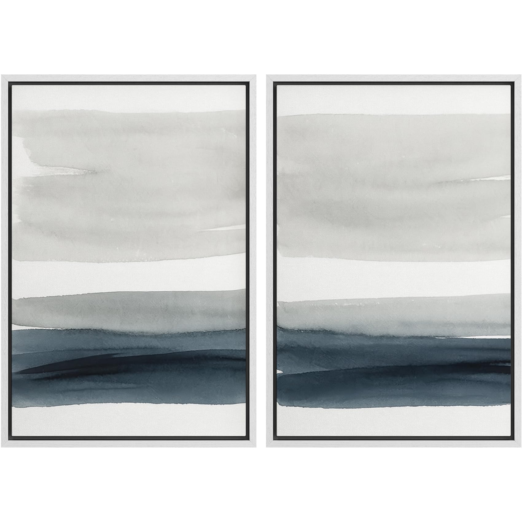MUDECOR Framed Canvas Print Wall Art Set Watercolor Pastel Green Tan Landscape Abstract Shapes Illustrations Modern Art Decorative Contemporary for Living Room, Bedroom, Office - 16"x24"x2 Natural — view 36