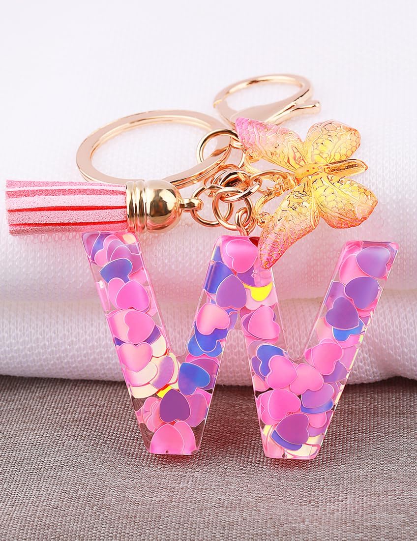 ChunlongFour Initial Letter Keychain for Women Girl Bag Charm Butterfly Tassel Keychain for Wallet Car Key Backpack Handbag image 2
