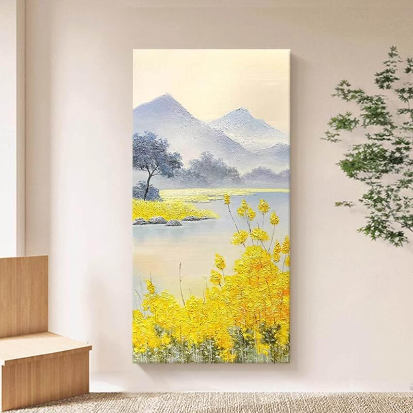 Tableau fleur de colza jaune pour fond de canapé de salon moderne