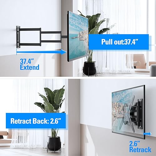 Miniatura 2 de MOUNTUP MU0047 - Soporte de pared para TV de brazo largo para la mayoría de televisores de 26 a 65 pulgadas, soportes de TV de esquina con brazo de