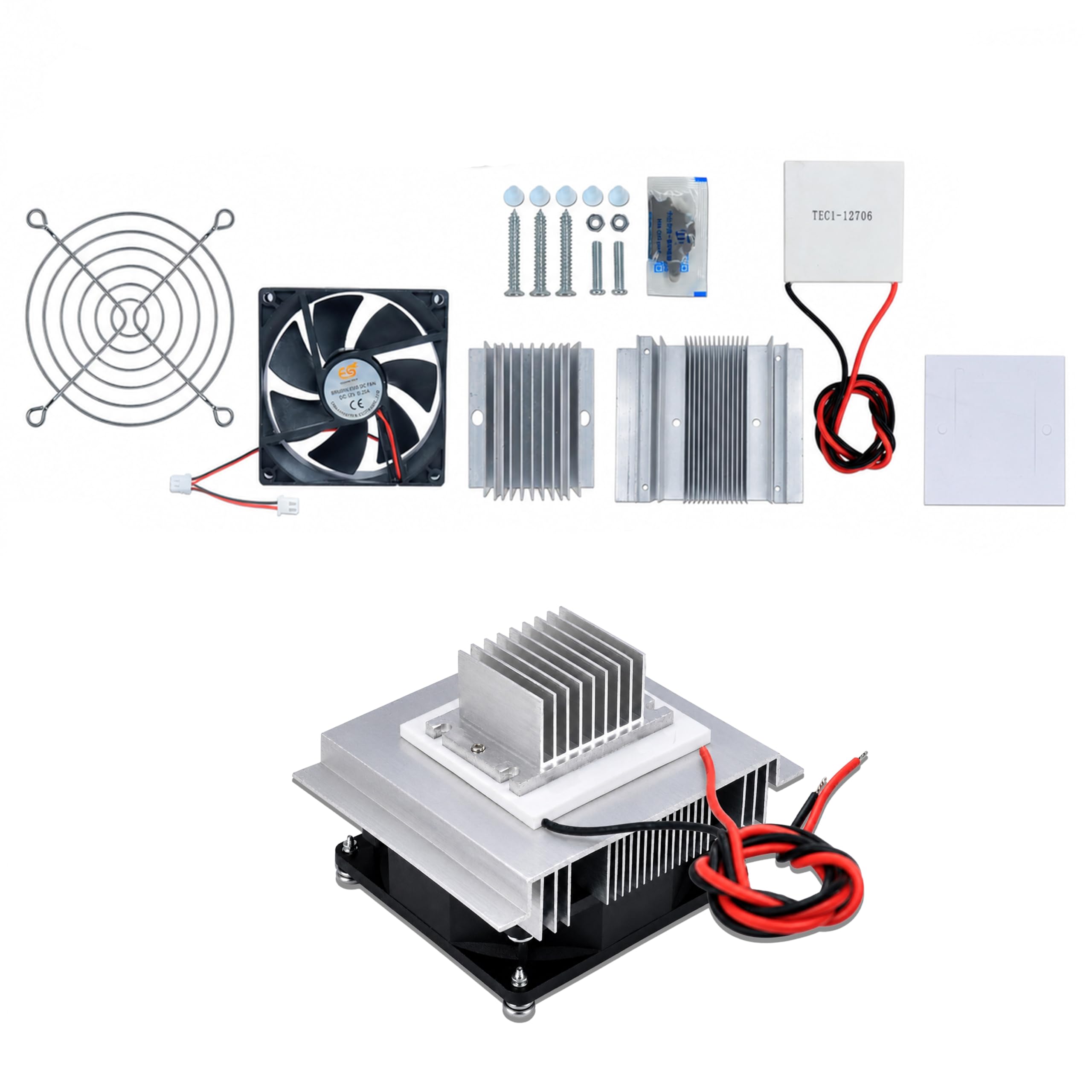 Electronic Spices Thermoelectric Peltier Refrigeration DC 12V Cooling Fan, Heatsink, Screws, Grill Cooling System DIY Kit (With Peltier)-image-40