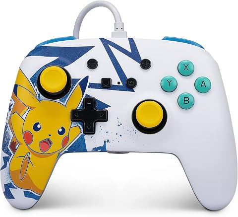 Mando con cable mejorado PowerA para Nintendo Switch - Pikachu High Voltage, mando, mando para videojuegos, mando con cable, con licencia oficial