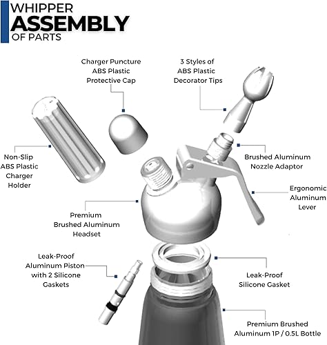 Miniatura 3 de ICO - Dispensador profesional de crema batida de aluminio para crema batida casera, máquina de crema batida para postres, salsas, licores