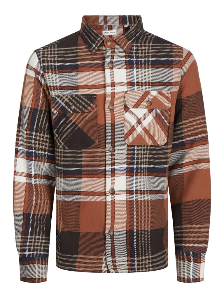 JACK&JONES JJDARREN Flannel Overshirt LS, Mocha Bisque, M
