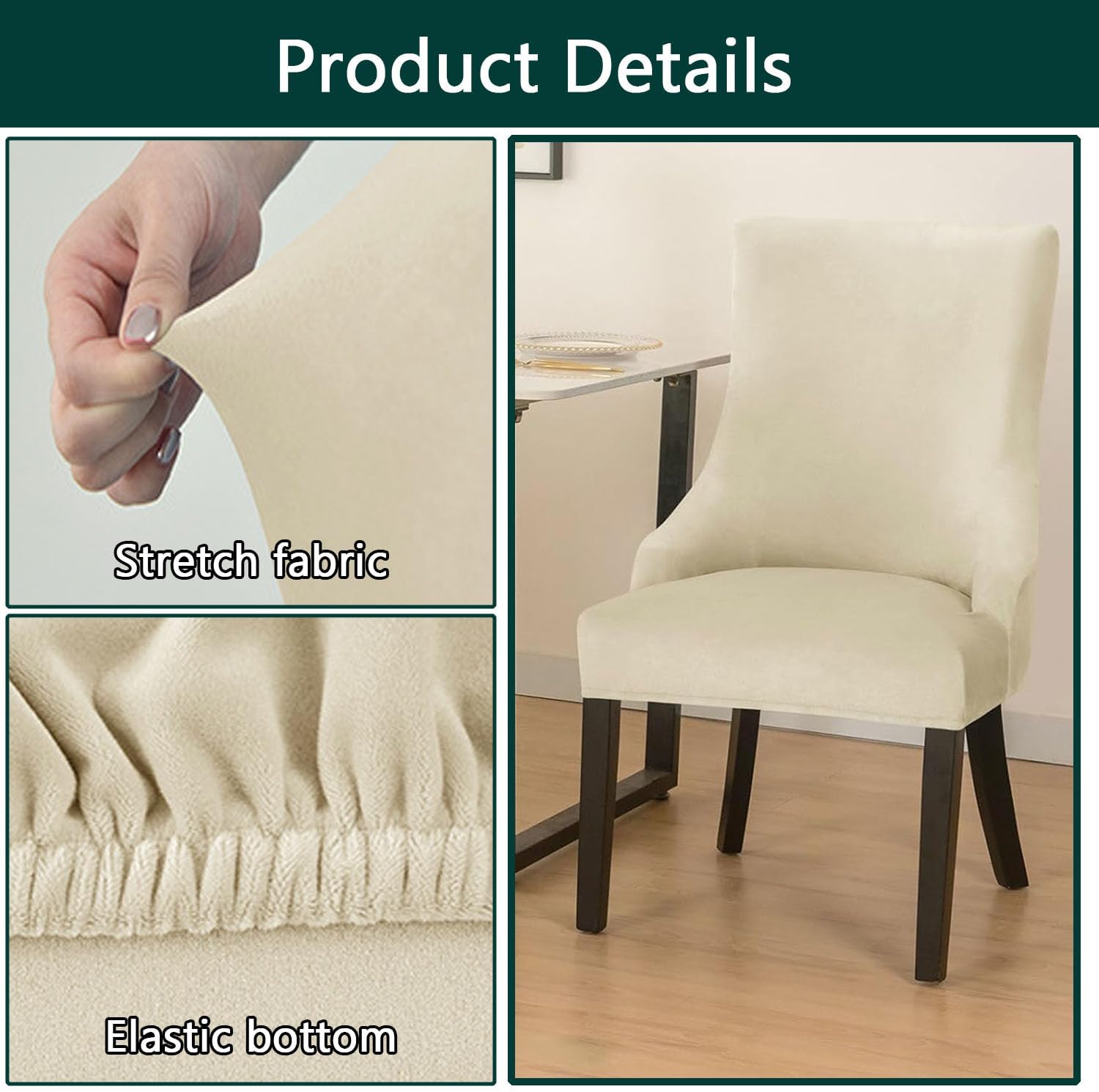 Velvet Wingback Side Chair Slipcovers Set of 2 4 6, Soft Dining Room Chair Covers Removable Wingback Armchair Cover for Living Room Hotel (Dark Gray,Set of 6)