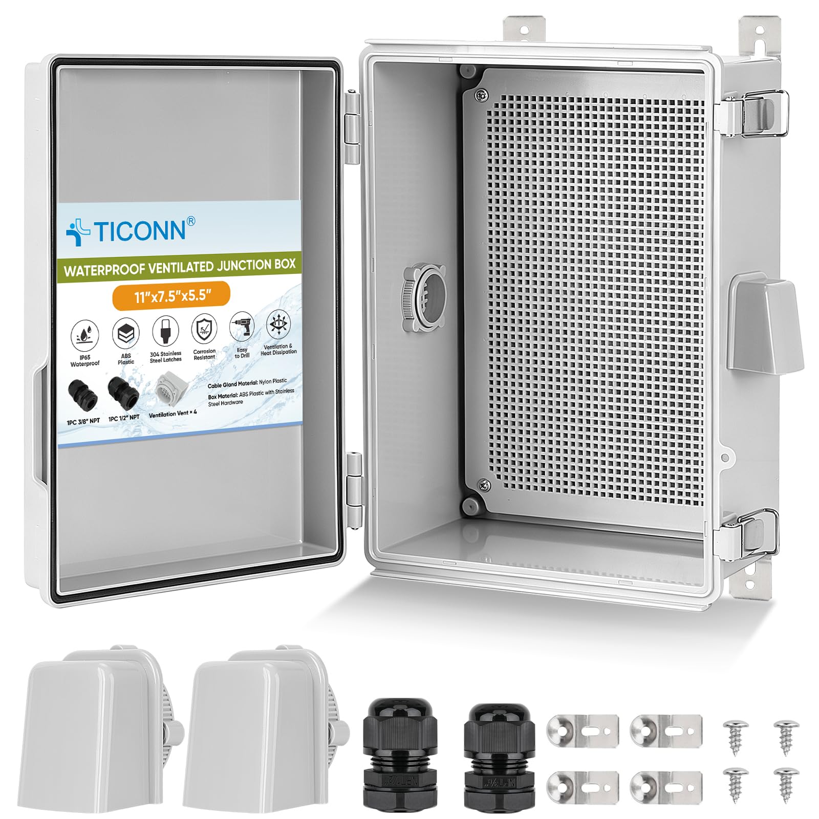 TICONN Outdoor Electrical Box with Ventilation Holes, IP65 Junction Box — Amazon image 12