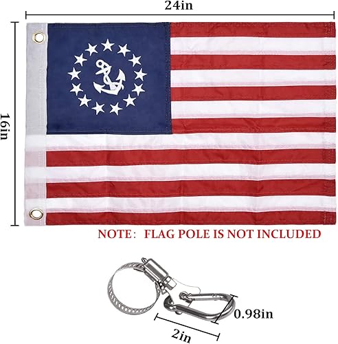 Miniatura 6 de Bandera universal de barco marino de 16 x 24 pulgadas con 4 mástiles de bandera de barco, bandera náutica americana totalmente con rayas cosidas
