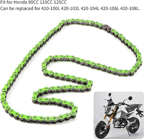 Miniatura 4 de Cadena 420, cadena de eslabones de acero estándar para motocicleta ATV de 90 CC, 110 CC, 125 CC, 420-106L, repuesto para 420-100L 420-102L 420-104L