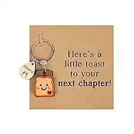 VDOR Next Chapter Keychain Gift: Gift-Ready Toast Charm with Message Card - Daily Reminder on the Go for Women, Teens & Coworkers - Graduation, New Job, Farewell