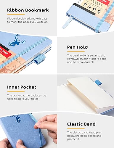 Miniatura 9 de Libro de contraseñas con pestañas alfabéticas, pequeño guardián de contraseñas con espacio adicional para cambiar la contraseña. Cuaderno de