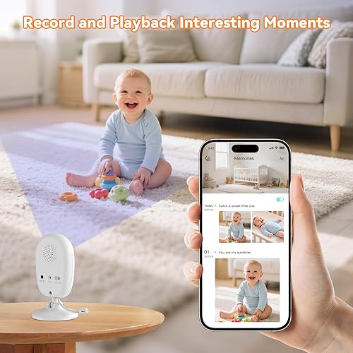 Miniatura 9 de Monitor inteligente de bebé AI, cámara de habitación de bebé 1080P, APP, detección de AI, monitor de llanto, canciones de cuna, visión nocturna,