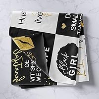 Vista 2 de Feelyou Tapiz de mujer negra de lujo para colgar en la pared de niñas y mujeres, diseño de búfalo a cuadros africanos, manta de pared para niñas