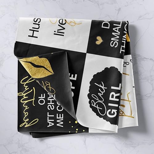 Miniatura 2 de Feelyou Tapiz de mujer negra de lujo para colgar en la pared de niñas y mujeres, diseño de búfalo a cuadros africanos, manta de pared para niñas