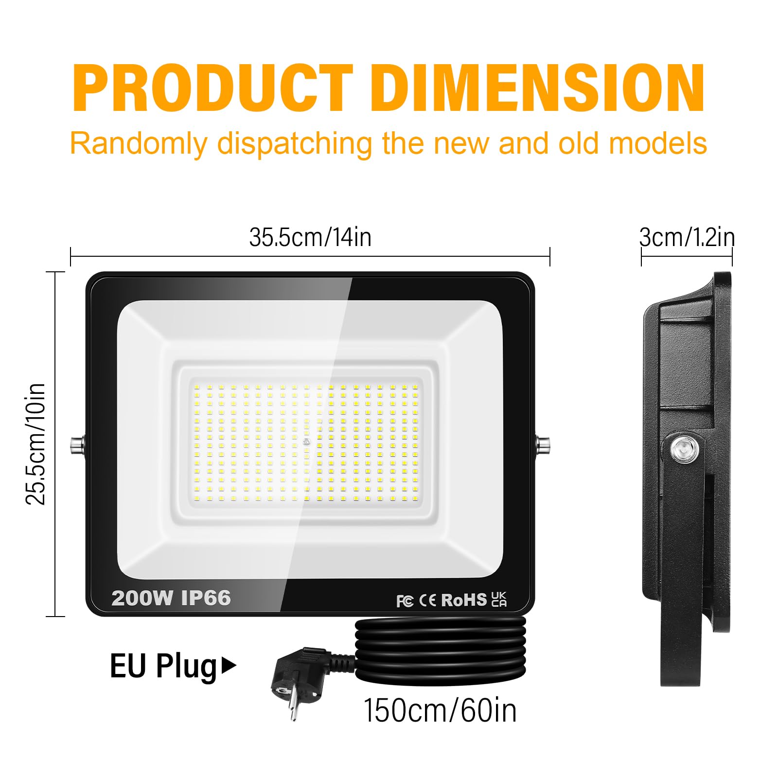 AUXTINGS 200W Led Strahler Außen mit Stecke, 20000LM Scheinwerfer Aussen IP66 Fluter 4000K Warmweiß Aussenstrahler Flutlichtstrahler mit 156cm Cable für Garten Hinterhof Auffahrt Garage Terrassen