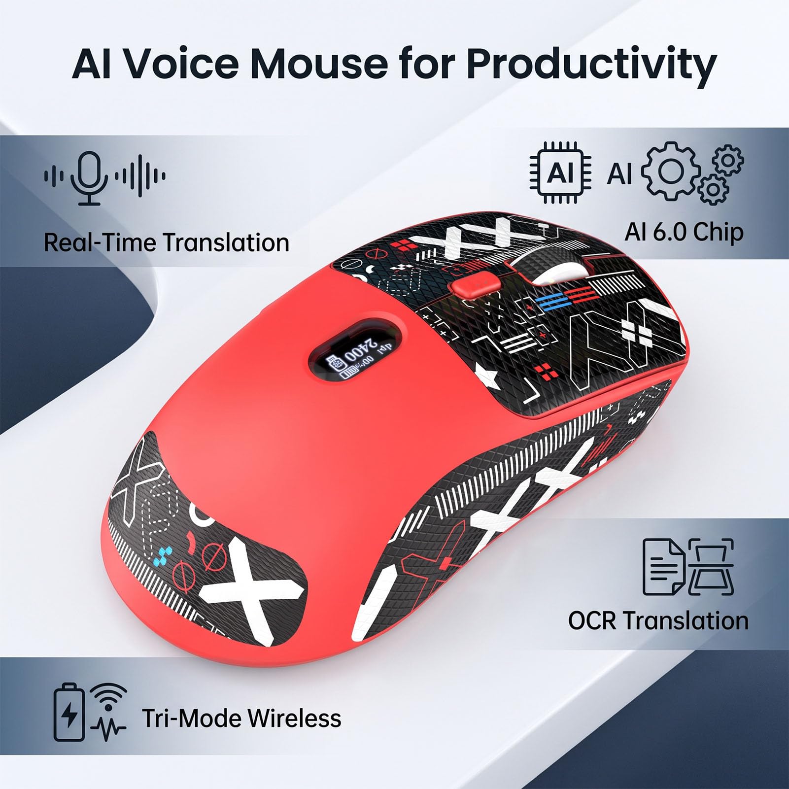 Bewinner Souris sans Fil AI Voice Mouse avec Traduction en 120 Langues