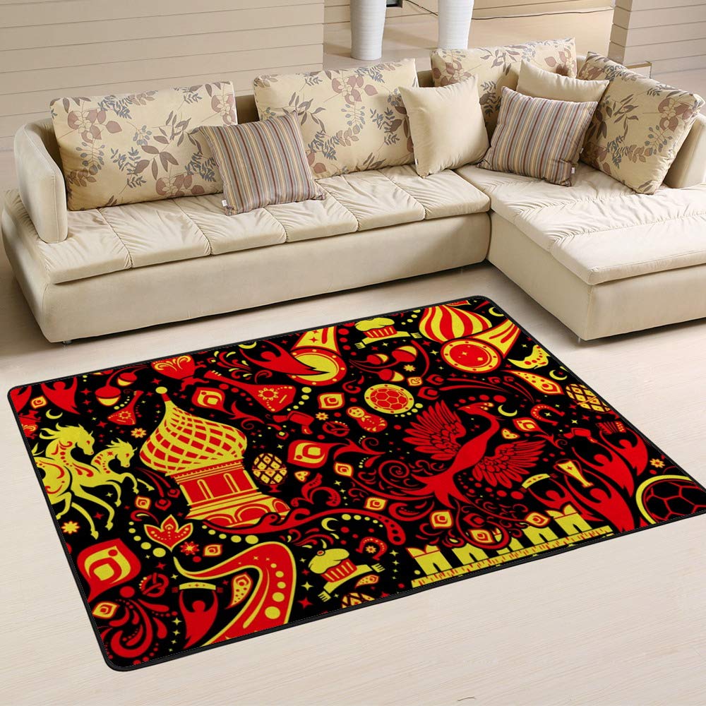 Tapis traditionnel russe rouge noir Ruchen grand tapis chambre salon durable
