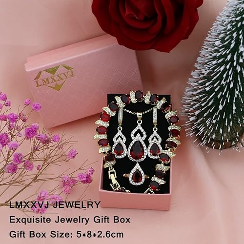 Miniatura 5 de LMXXVJ Juego de joyas para mujer, collar chapado en platino, anillo abierto, aretes, brazalete, para cumpleaños, aniversario, Día de la Madre