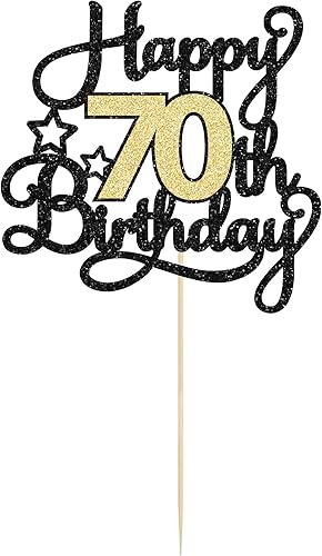 Miniatura 3 de 1 decoración para pastel de cumpleaños 70 con purpurina y texto en inglés "Cheers to 70 Years Cheers to 70 Years Cake Topper 70" Fabulosa decoración
