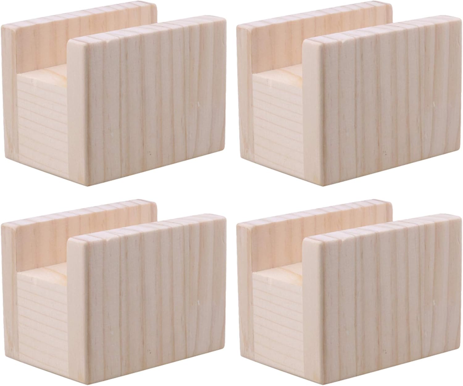 4 PCS 10x7x8.5cm Furniture Lifter Storage Nature Color Wood Table Desk Bed Riser