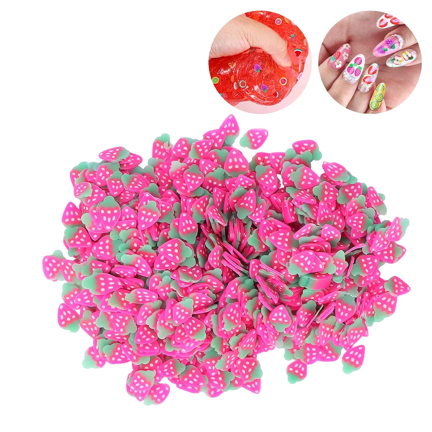 Dioche Fruit Nail Art 3D Polymer Clay, Fruit Nail Art, for DIY Crafts,Nail Art and Cellphone Decoration for DIY Crafts, 10g / pack (Strawberry)