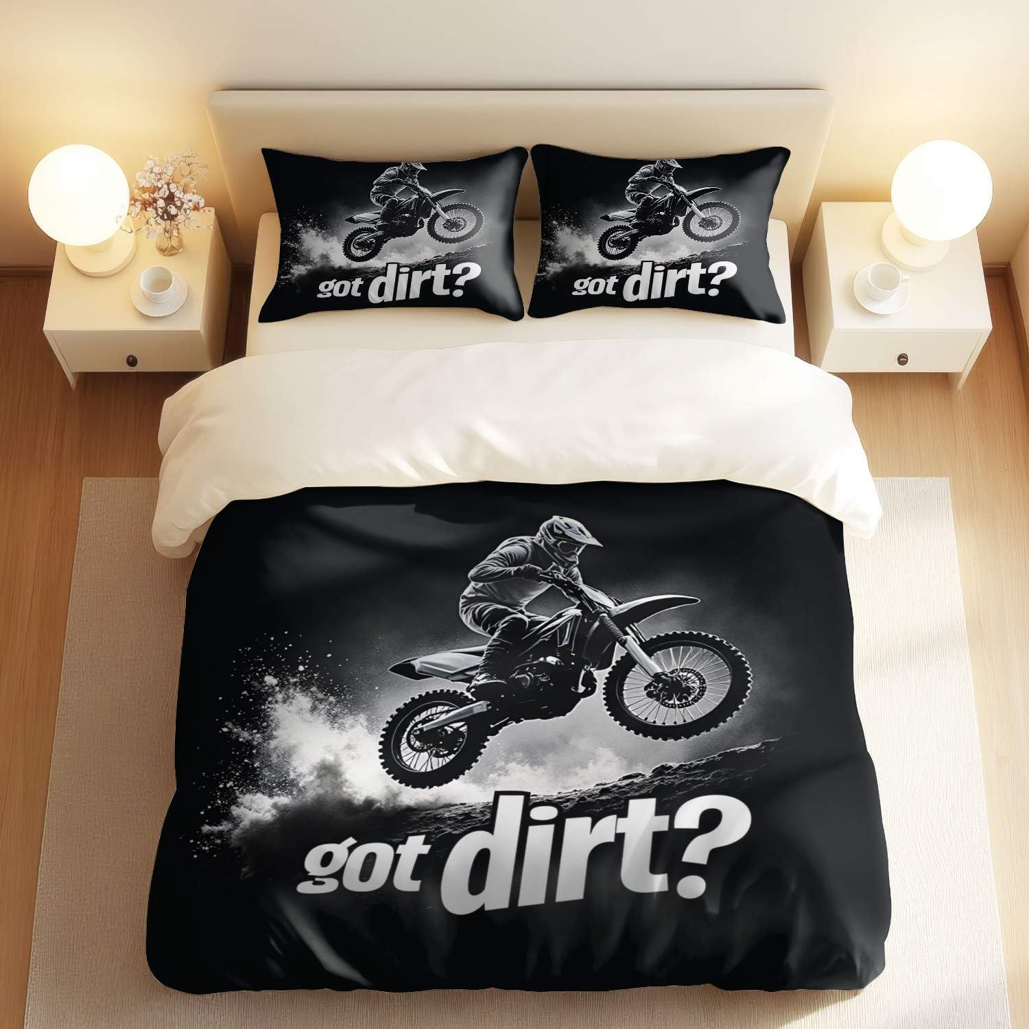 Parure de lit moto tout-terrain cadeau idéal pour chambre d'ado cycliste