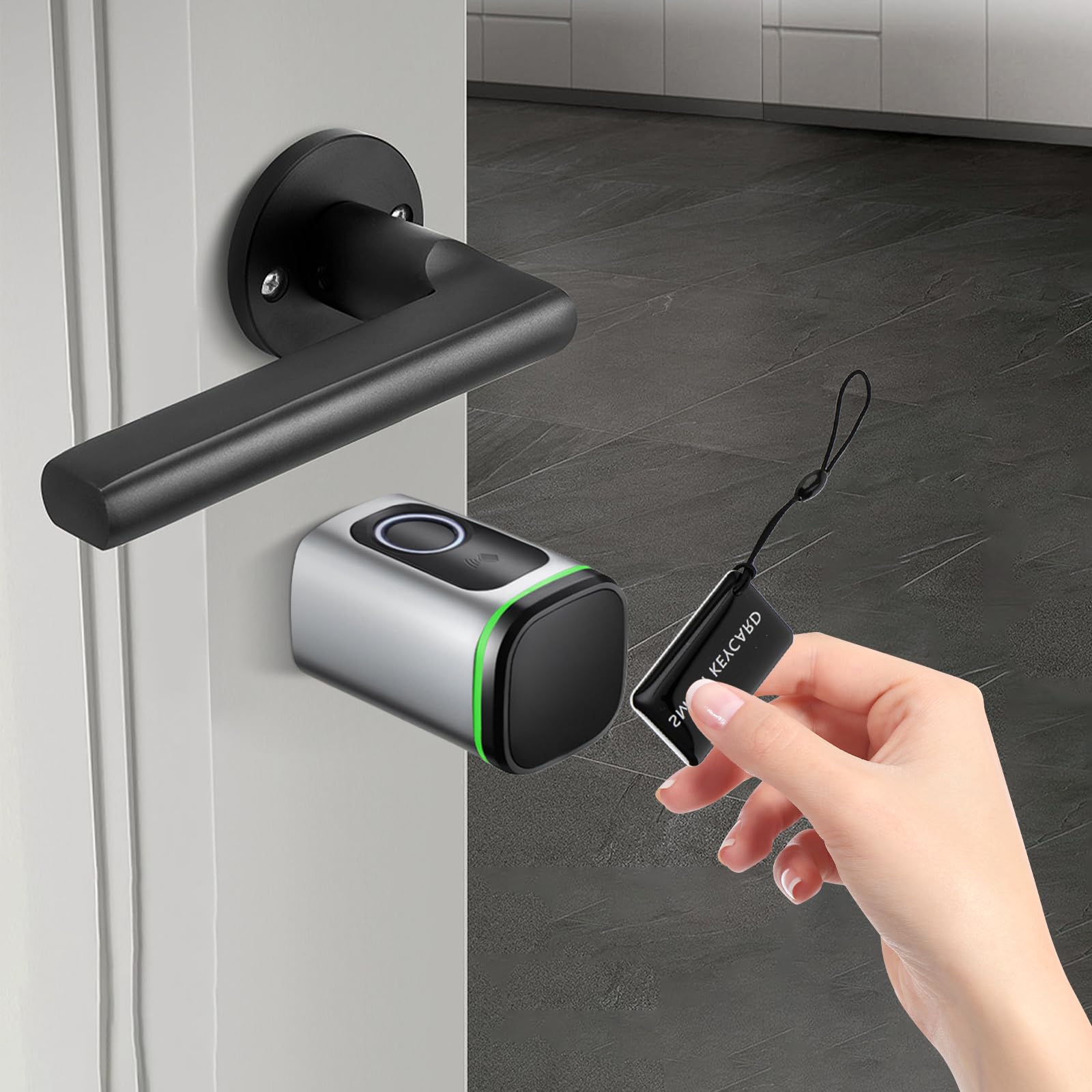 Türschloss Fingerabdruck Schließzylinder,Elektronisches Türschloss mit Smart APP-Steuerung,6cm Türdicke,Unterstützen 4 Entsperrmethode,für IP53,Wohnung, Hotel