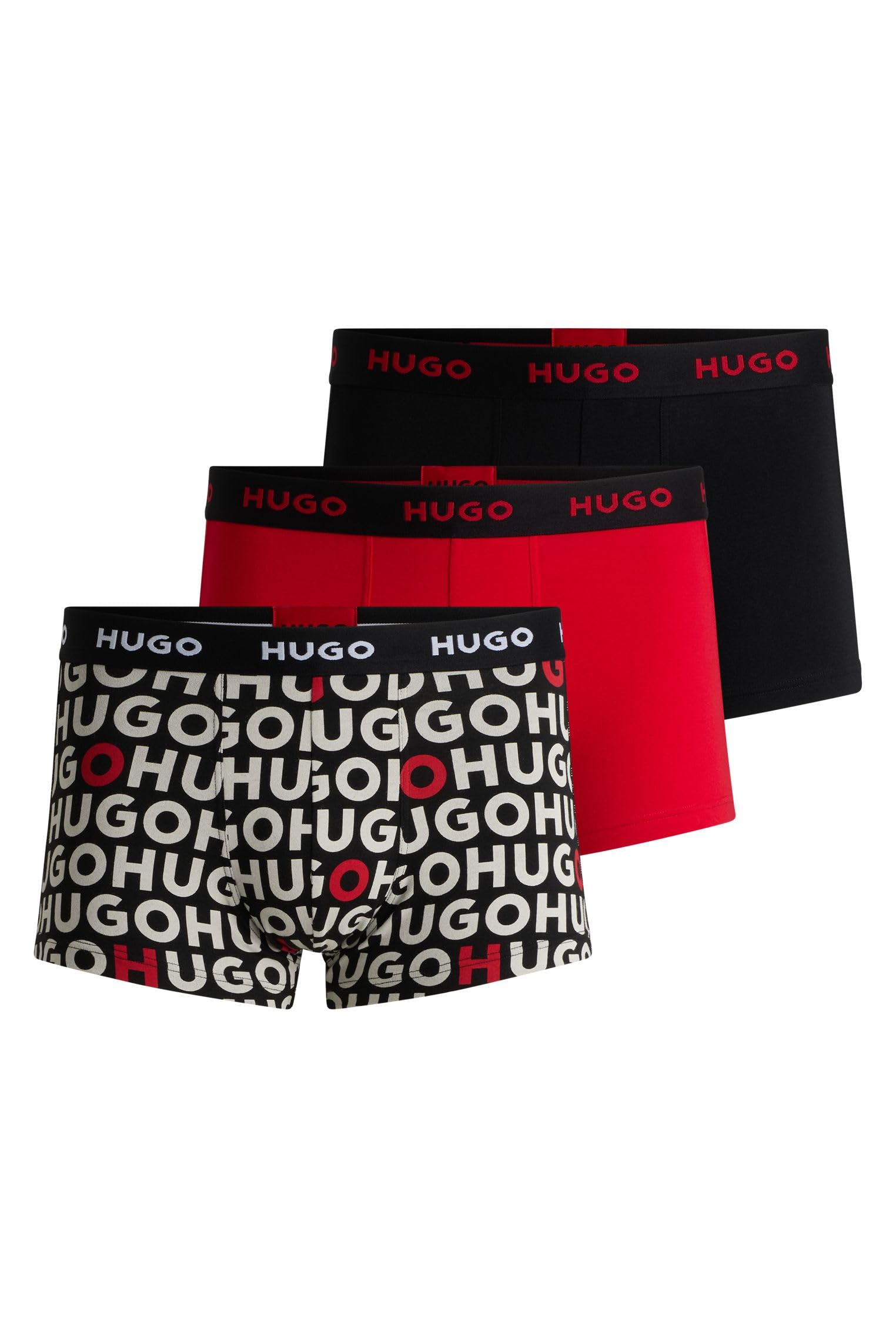 Hugo Paquete de 3 Calzoncillos Elásticos de Algodón con Logotipo Llamativo Bañadores Ajustados para Hombre Hombre