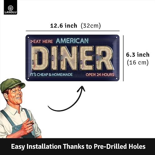 Miniatura 4 de Letrero de metal vintage de estaño americano, 6.7 x 13.4 pulgadas