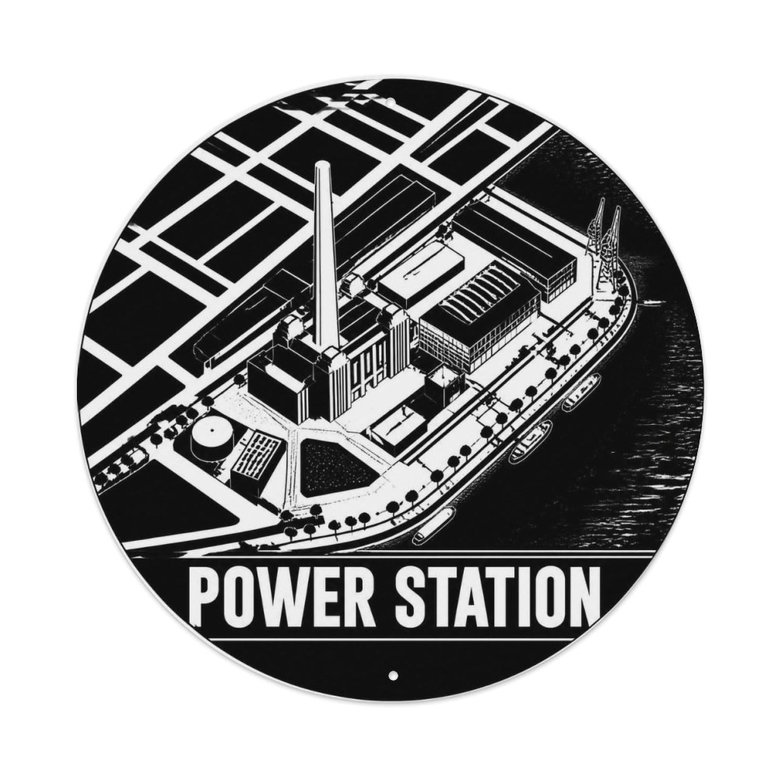 Okngb Style Color Blocks Shanghai Power Station Memphis Geometry Metal Tin Sign Plaque Wall Decor For Cafe, Man Cave, Club Bar, Office, Home Garden Round Metal Poster 8X8inch