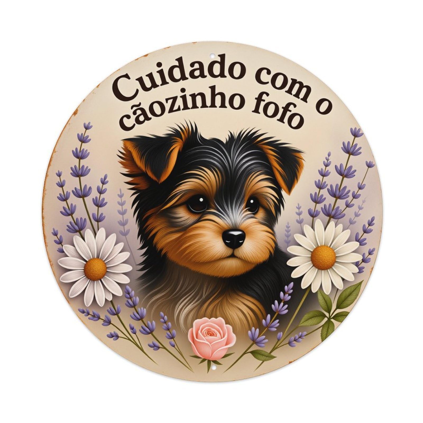 Cute Dog Floral Background Sign Metal Tin Sign Vintage Garden Bedroom Cafe Bar Man Cave Home Wall Decor Metal Poster 8x8 inches