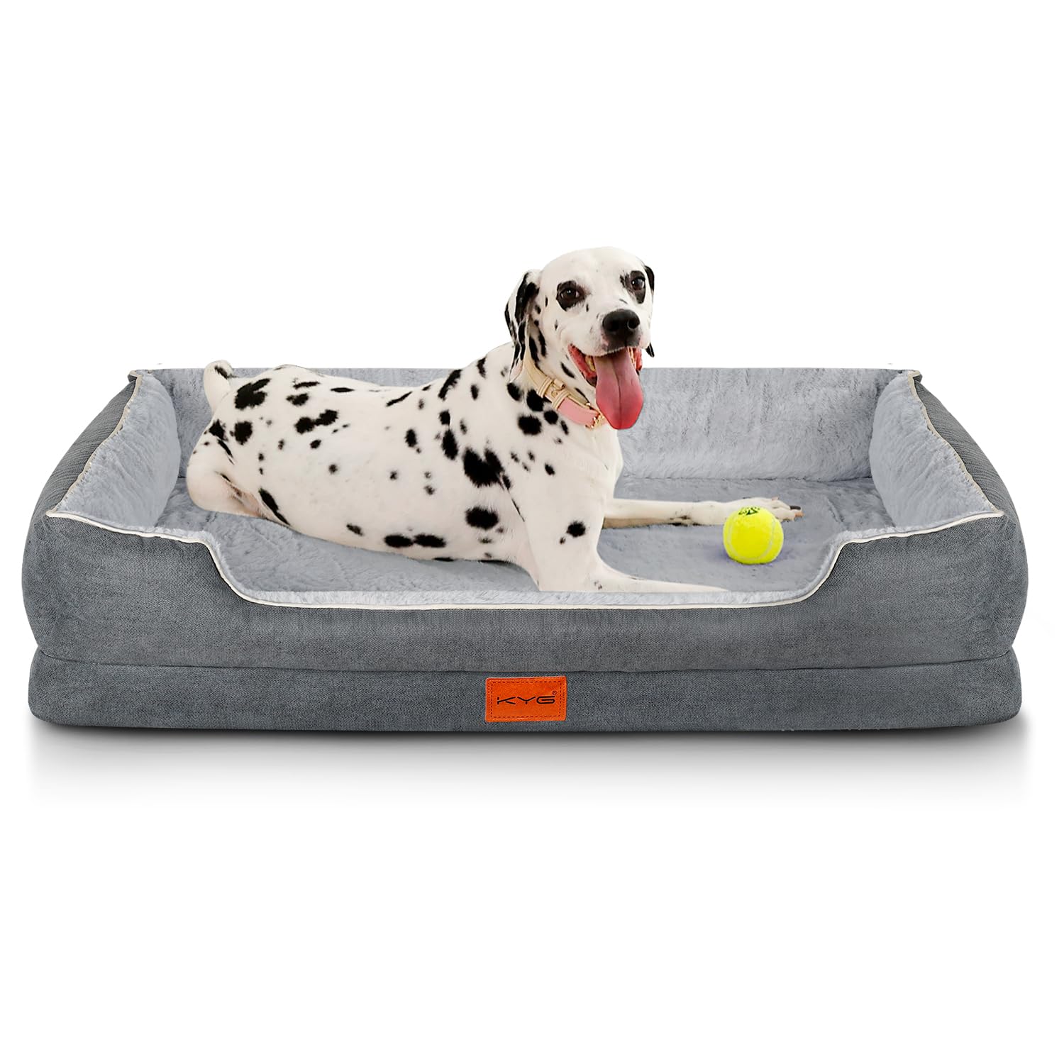 KYG Cama Perro Extra Grande con Forro Impermeable y Espuma de Soporte ortopédico, Forrada con Piel de Imitación Ultra Lujosa Sofá Perro Ortopédica Desenfundable y Lavable,Gris Azulado, 100 * 80 * 20cm