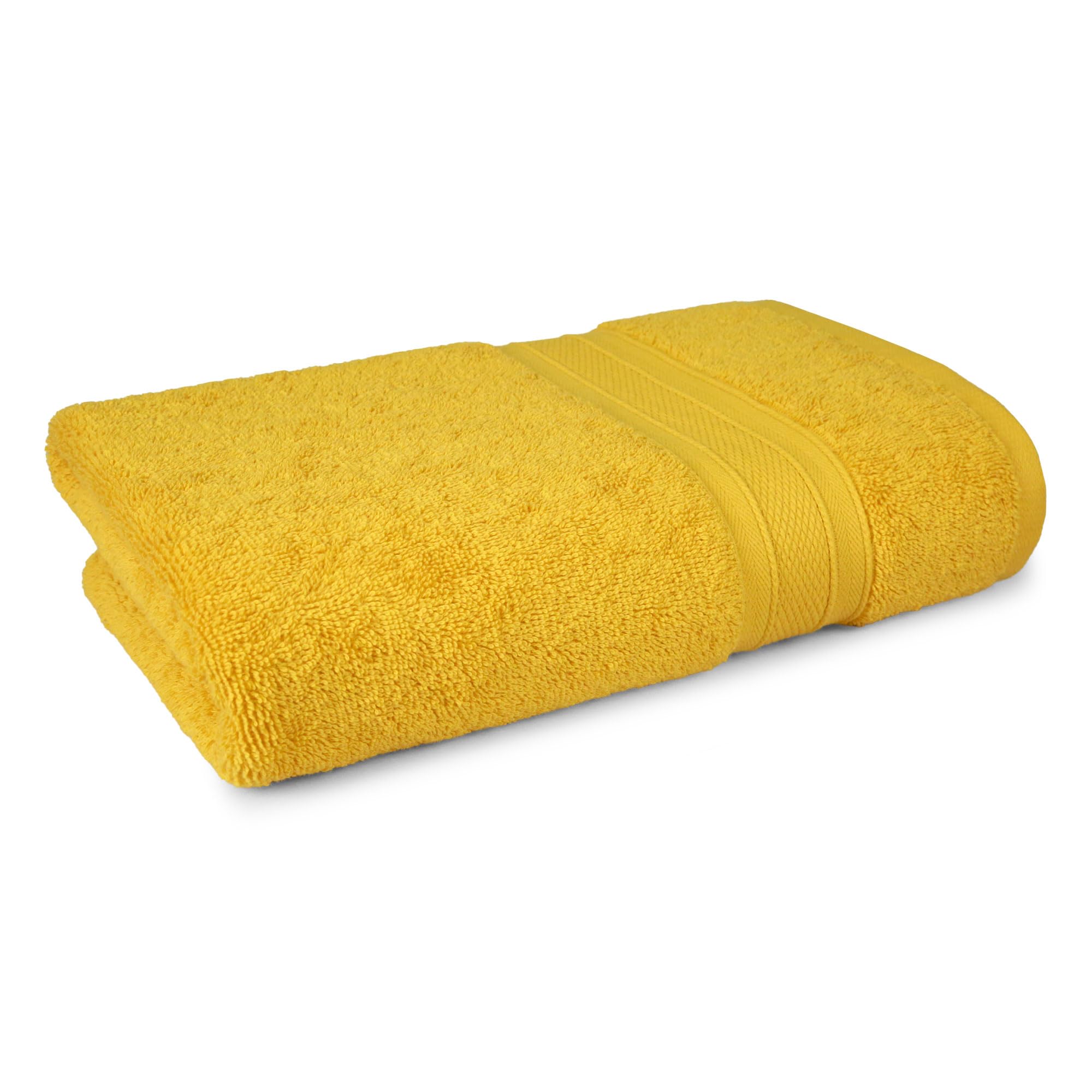 TRIDENT Soft Comfort Air Rich 100% Cotton Towels for Bath, 500 GSM Large Size Bathroom Towels for Men/Women, 1 Piece Bath Towel (69cm x 137cm), Mustard Yellow