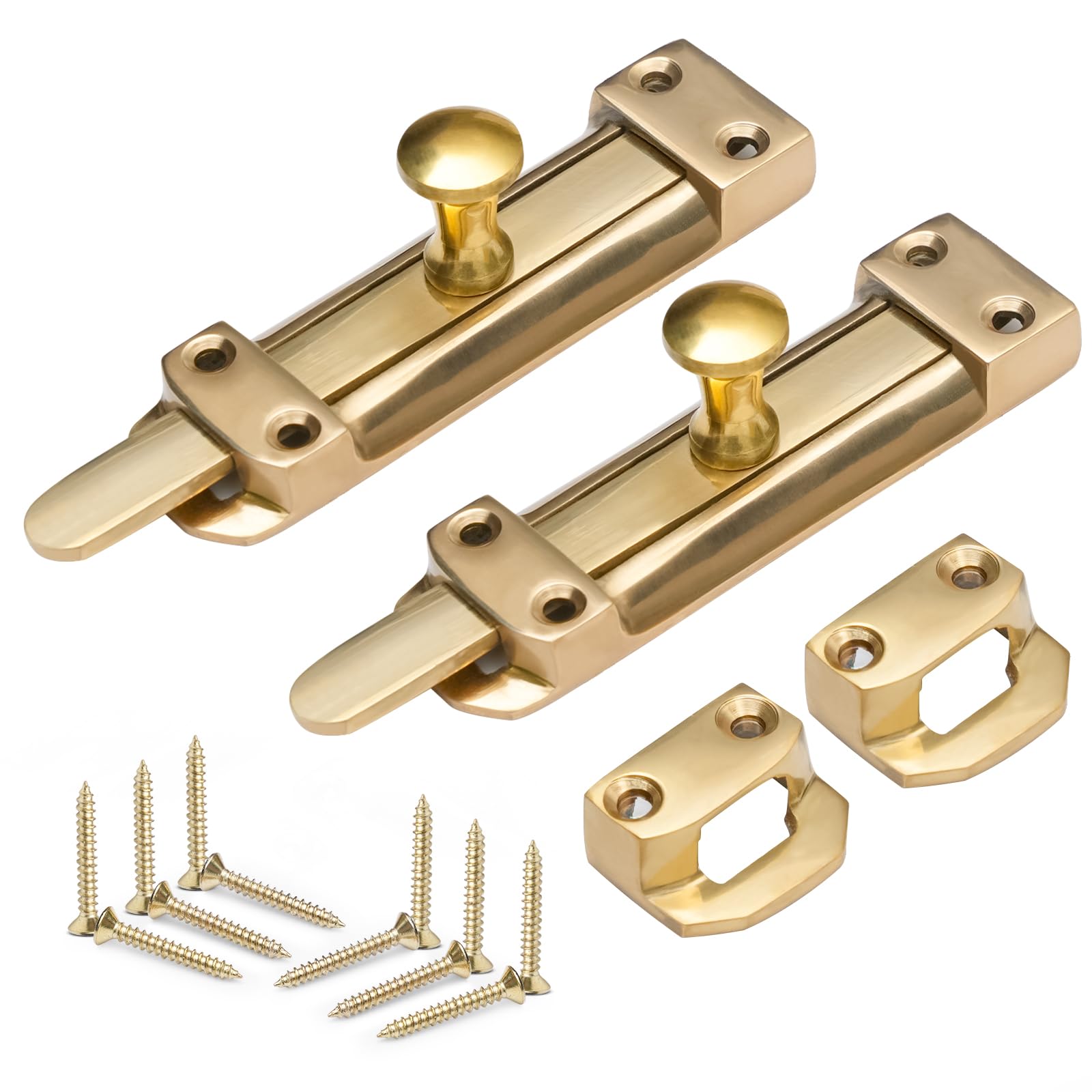 ZAVIA Brass Door Bolt Lock (Pack of 2), 4" / 100mm