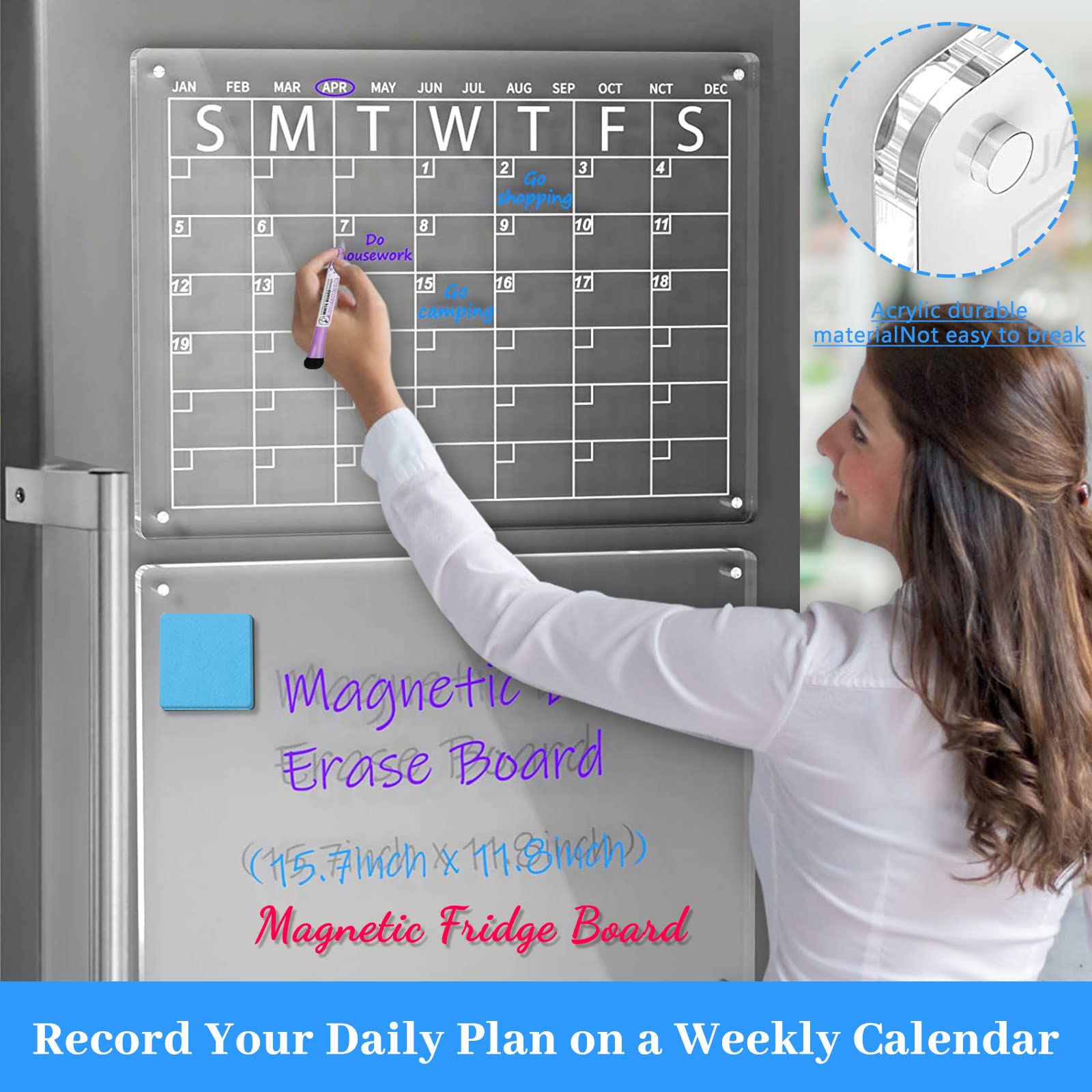 CALENDARIO ACRILICO MAGNETICO Mensile E Settimanale Per Frigorifero