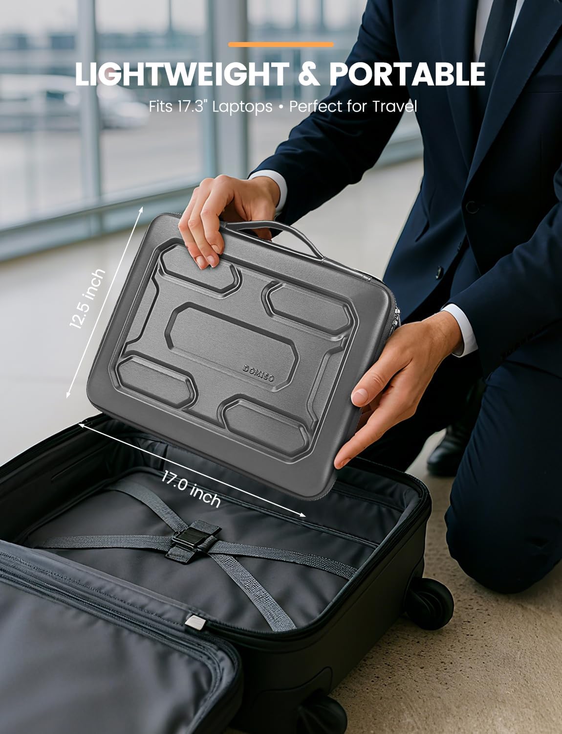 DOMISO 17 inch Laptop Sleeve with Handle Shockproof Waterproof EVA Protective Case for 17.3" ZBook Fury 17.3 G8/MSI GS73VR Stealth Pro/HP Envy 17/LG Gram 17"/ROG Strix GL702VS, Dark Grey - Image 6